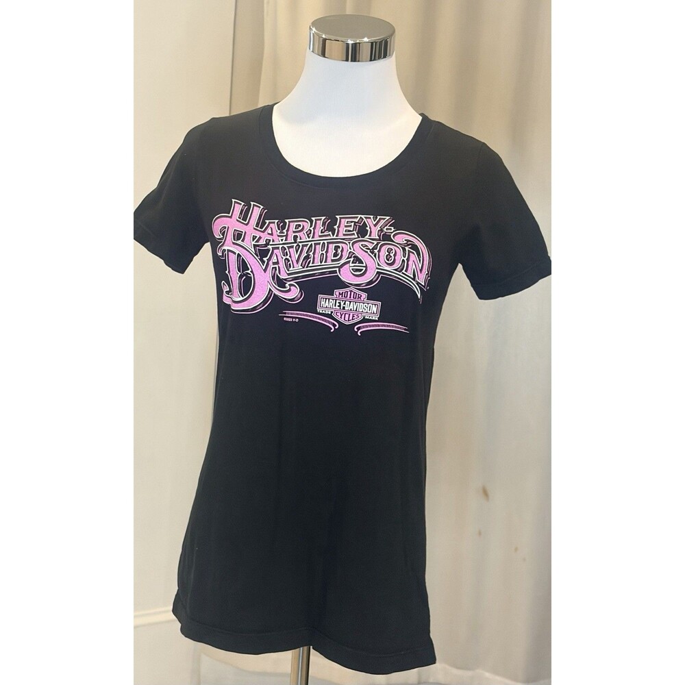 Harley Davidson Lone Wolf T Shirt Women’s Small Black Pink Smyrna, DE Biker Tee
